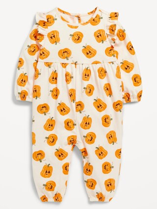 Printed Long-Sleeve Ruffle-Trim Jumpsuit for Baby | Old Navy (US)