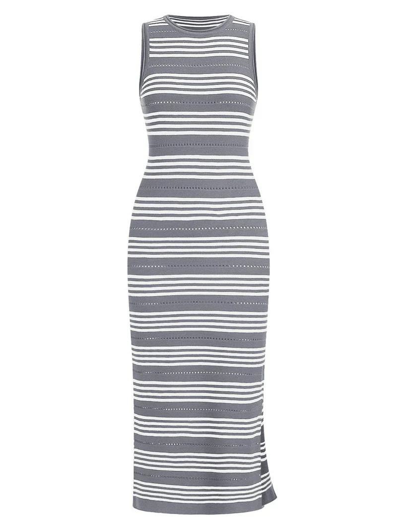 IWEMEK Women Sleeveless Dresses Round Neck Summer Trendy Grey Dress Going Out Leisure Slim Comfy ... | Walmart (US)