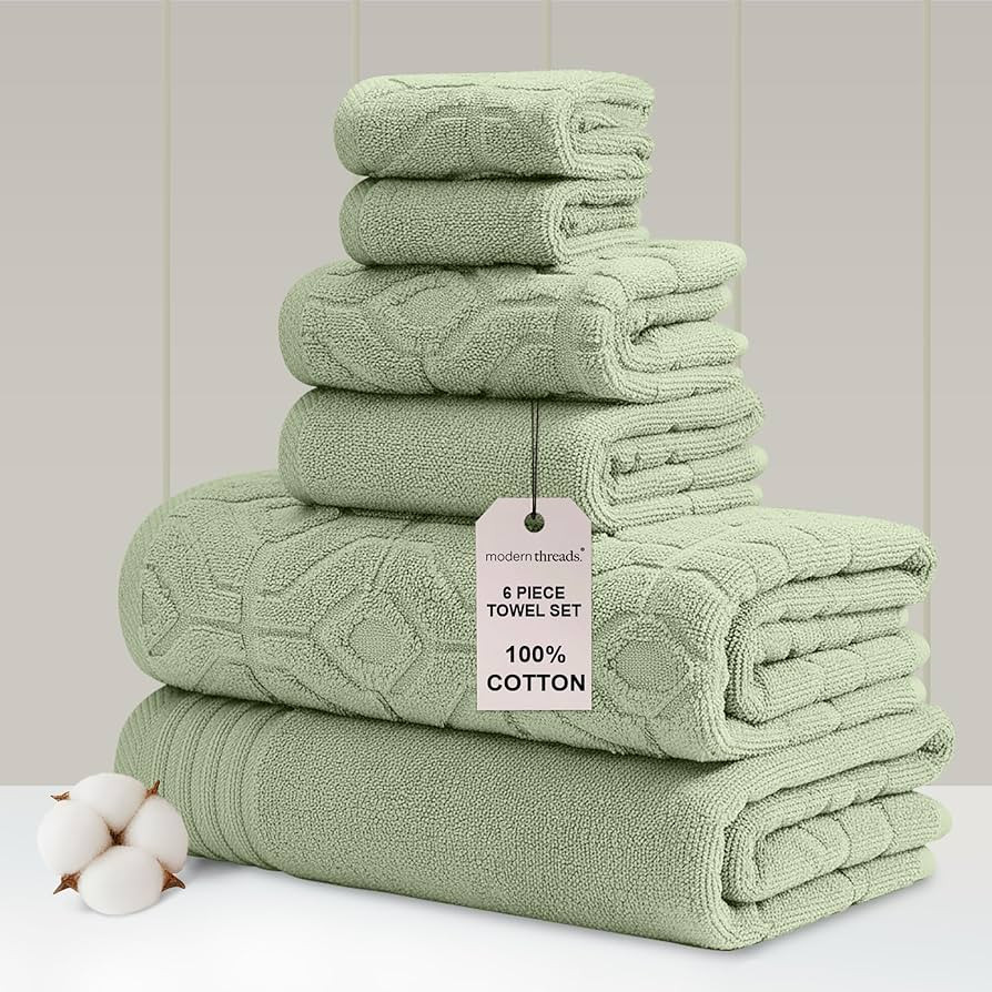 Modern Threads 6 Piece Cotton Bath Towel Set \u2013 Ultra Soft 550 GSM Towels \u2013 Bathroom Set... | Amazon (US)