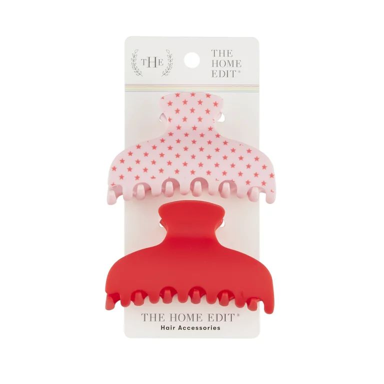 The Home Edit Claw Clips, Red and Pink Star Print, 2 Ct | Walmart (US)