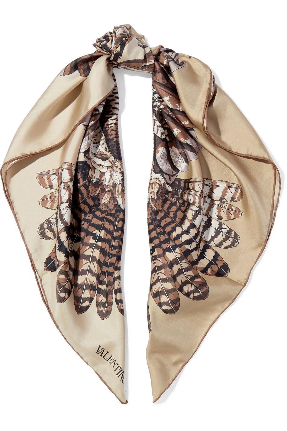 Beige Frayed printed cashmere and silk-blend scarf | Sale up to 70% off | THE OUTNET | VALENTINO ... | The Outnet (UK and Europe)