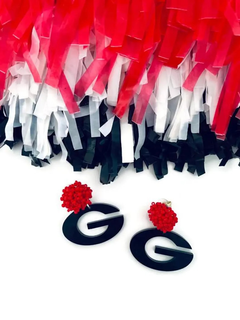 University of Georgia Earrings Georgia Bulldog Earrings Georgia Bulldogs Georgia Earrings Game Da... | Etsy (US)