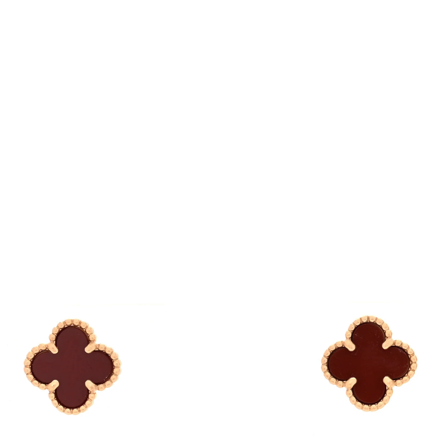 Van Cleef &amp; Arpels 18K Rose Gold Carnelian Sweet Alhambra Earrings 1862900 | FASHIONPHILE (US)