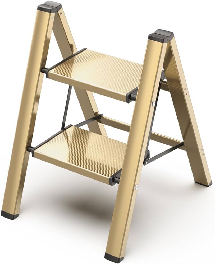 2 Step Ladder, Aluminum Lightweight Folding 2 Step Stool with Anti-Slip Wide Pedal, 330lbs Capaci... | Amazon (US)