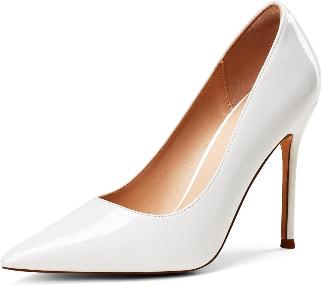 Elisabet Tang Women's High Heels Pumps Closed Pointed Toe Stiletto 4inch Heels Classic Office Spe... | Amazon (US)