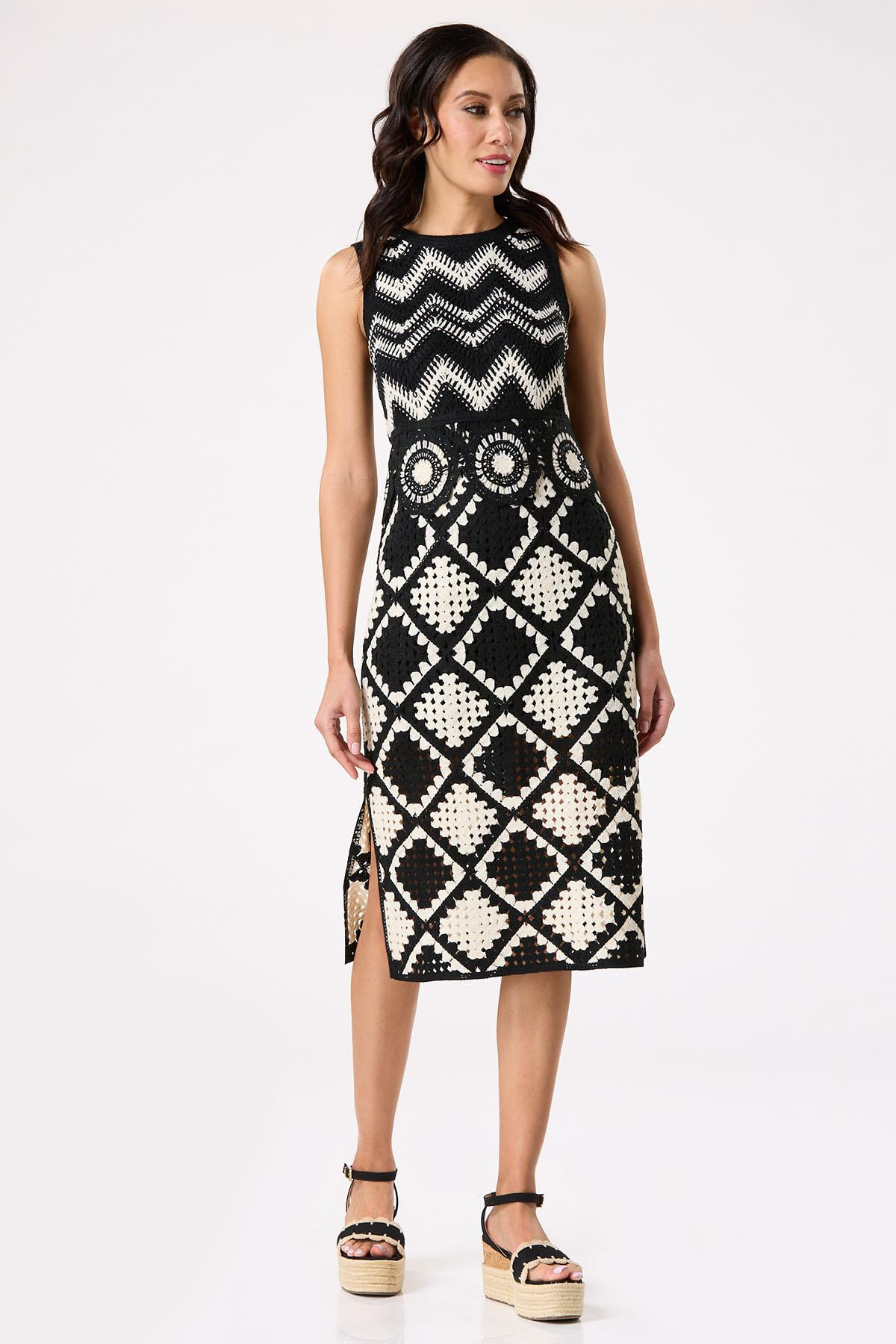 Crochet Mix Midi Dress | Cato Fashions