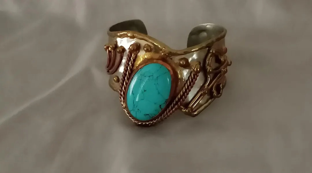 Boho Chic Statement Cuff With Tibetan Turquoise - Etsy | Etsy (US)