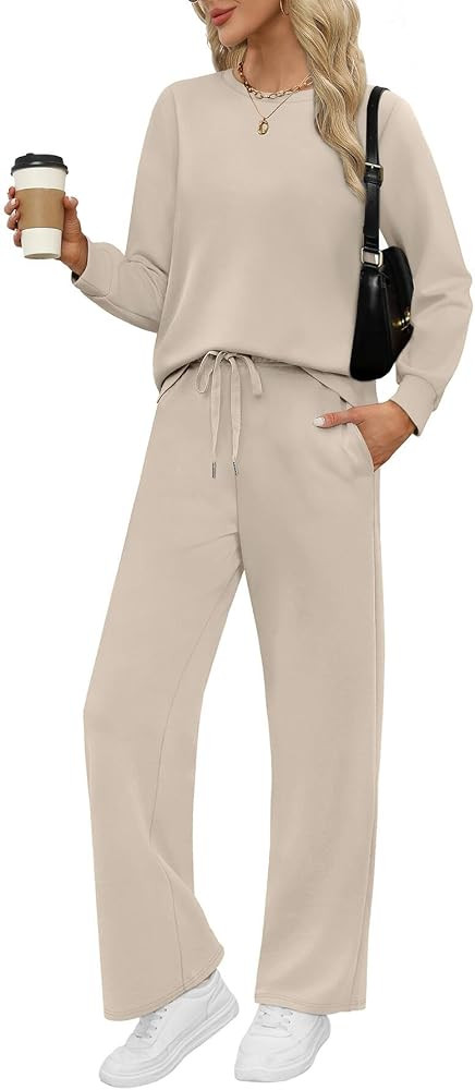 WIHOLL Lounge Sets for Women 2 Piece Travel Vacation Outfits Fall Sweatsuit Tracksuit | Amazon (US)
