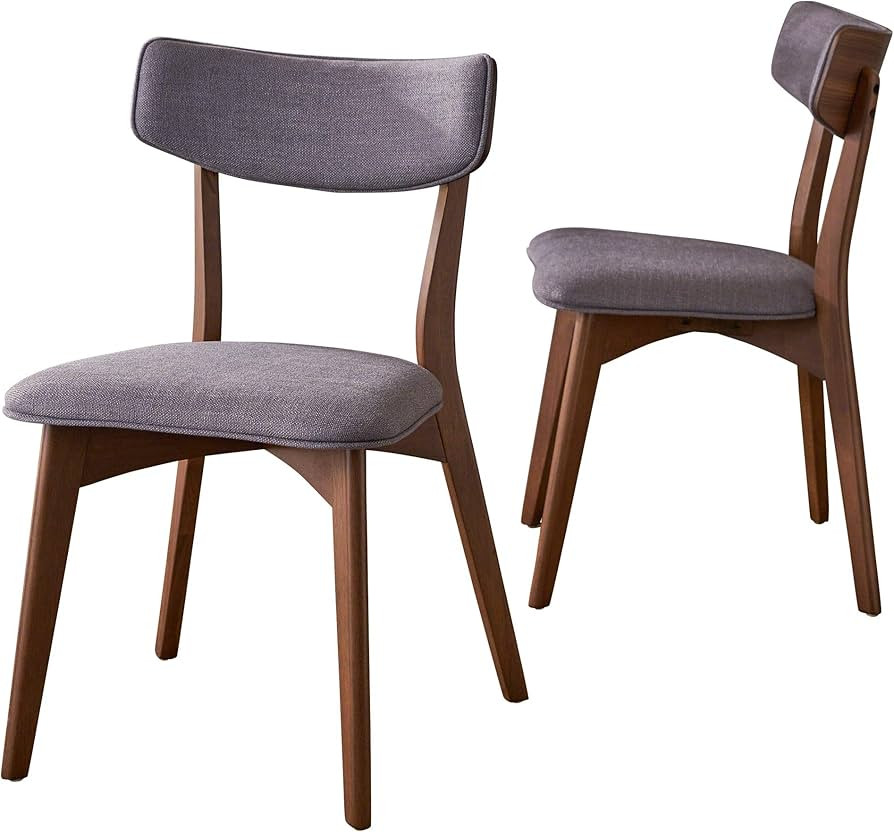 Christopher Knight Home Abrielle Mid-Century Modern Fabric Dining Chairs with Natural Walnut Fini... | Amazon (US)