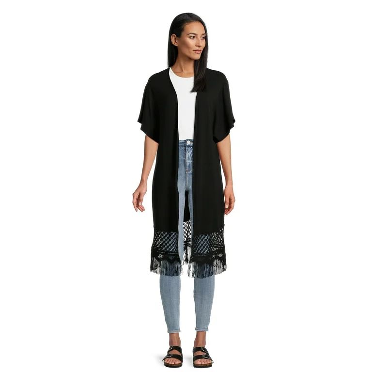 No Boundaries Women's Crochet Fringe Layering Piece, Sizes S-3XL | Walmart (US)