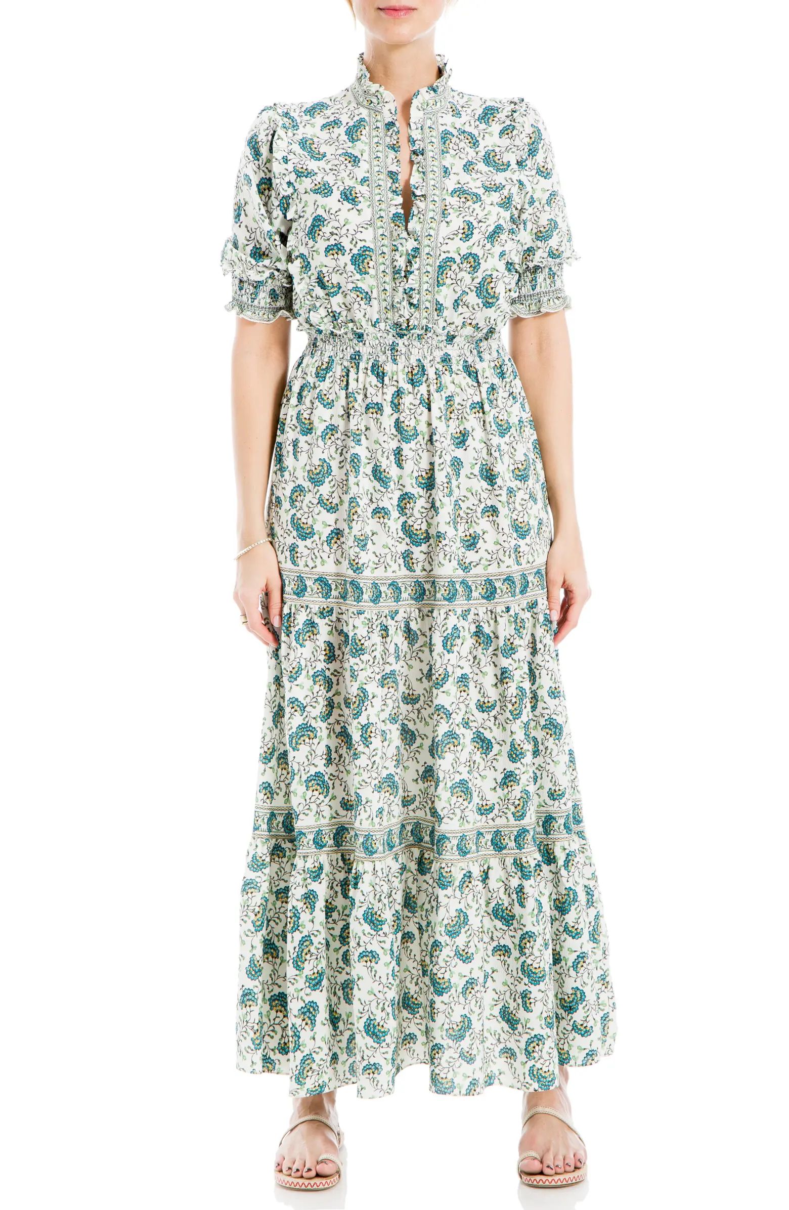 Ruffle Collar Print Tiered Maxi Dress | Nordstrom Rack