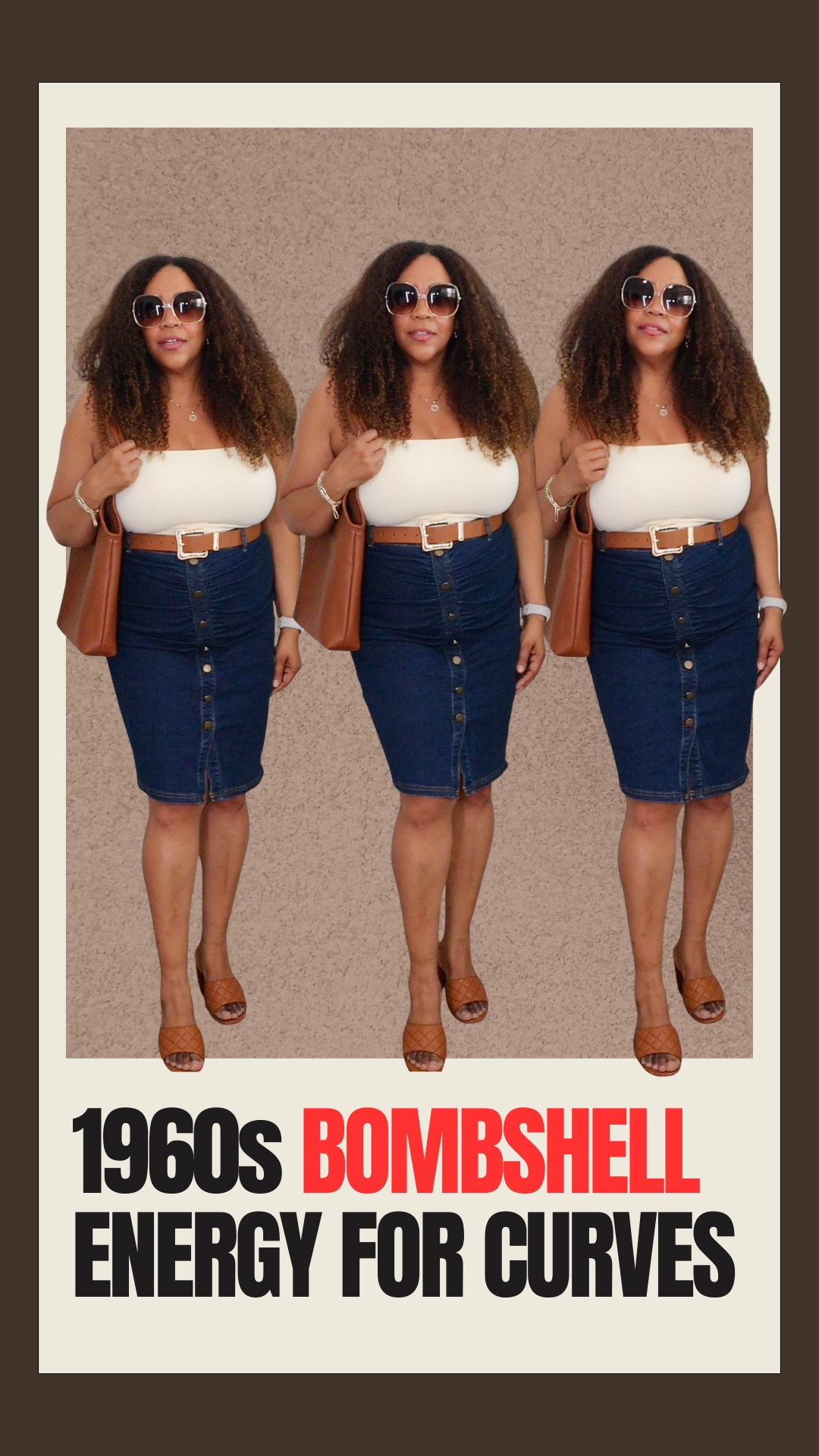 Channeling 1960s Bombshell Vibes ✨ with this stretchy denim skirt. So good, right 🤌🏾! Skirt is size a xl. Top large. Belt size 29”-34”. 

#LTKMidsize #LTKOver40 #LTKootd