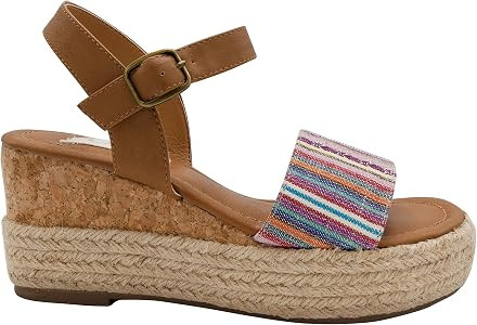 Sugar Womens Sandals Koko 3 Espadrille Platform Sandals with Cork Wedge Womens Sandals Detail | Amazon (US)