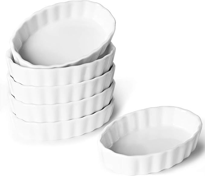 ONTUBE 4 oz Ramekins -Porcelain Oval Shape Ramekins for Creme Brulee Dishes,Dipping Sauces,Baking... | Amazon (US)