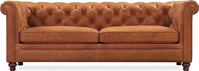 POLY & BARK Lyon Sofa in Full-Grain Pure-Aniline Italian Leather, Cognac Tan | Amazon (US)