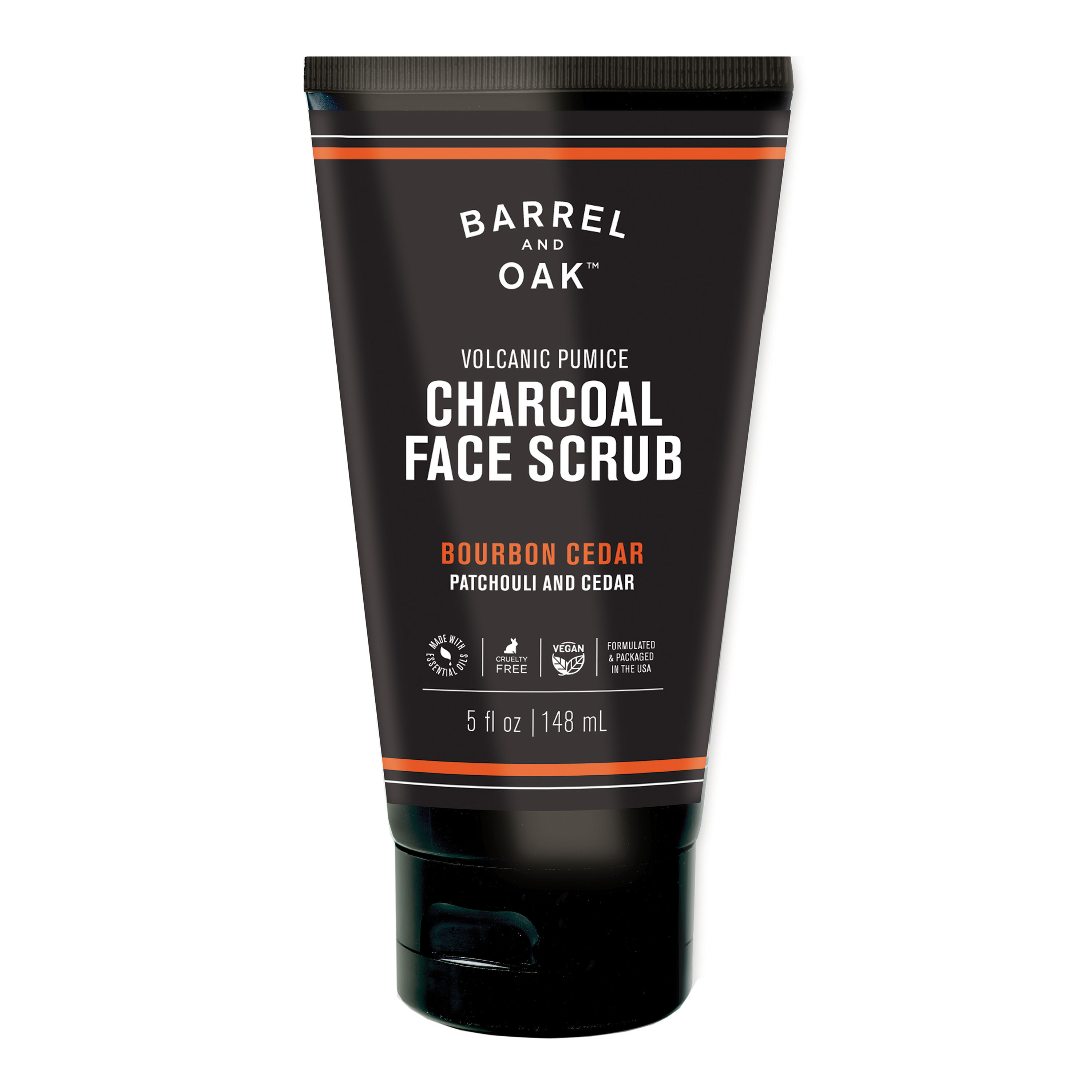 Barrel and Oak Men's Bourbon Cedar Charcoal Face Scrub | World Market