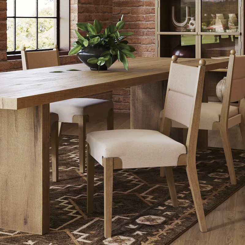 Cove Boho Solid Wood Dining Chair with Woven Seagrass Back and Upholstered Seat | Overstock