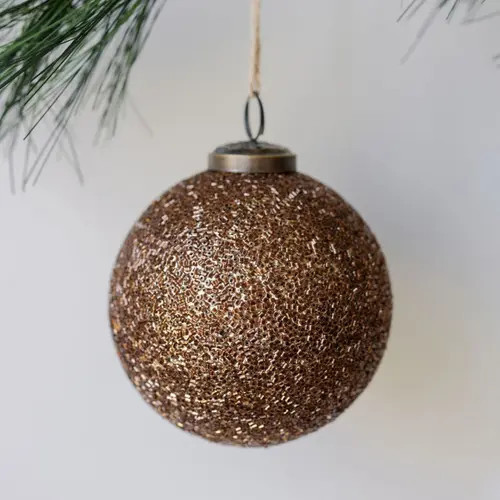 CG Hunter 4 inch Beaded Antique Bronze Glass Ornament in Brass at Nordstrom | Nordstrom