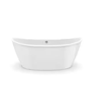 MAAX Delsia 66 in. Fiberglass Center Drain Non-Whirlpool Flatbottom Freestanding Bathtub in White... | The Home Depot