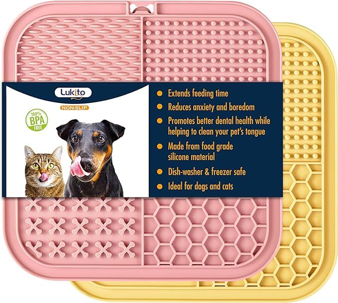 LUKITO Lick Mat for Dogs & Cats 2 Pack with Suction Cups, Dog Lick Mat for Anxiety Relief, Dog To... | Amazon (US)