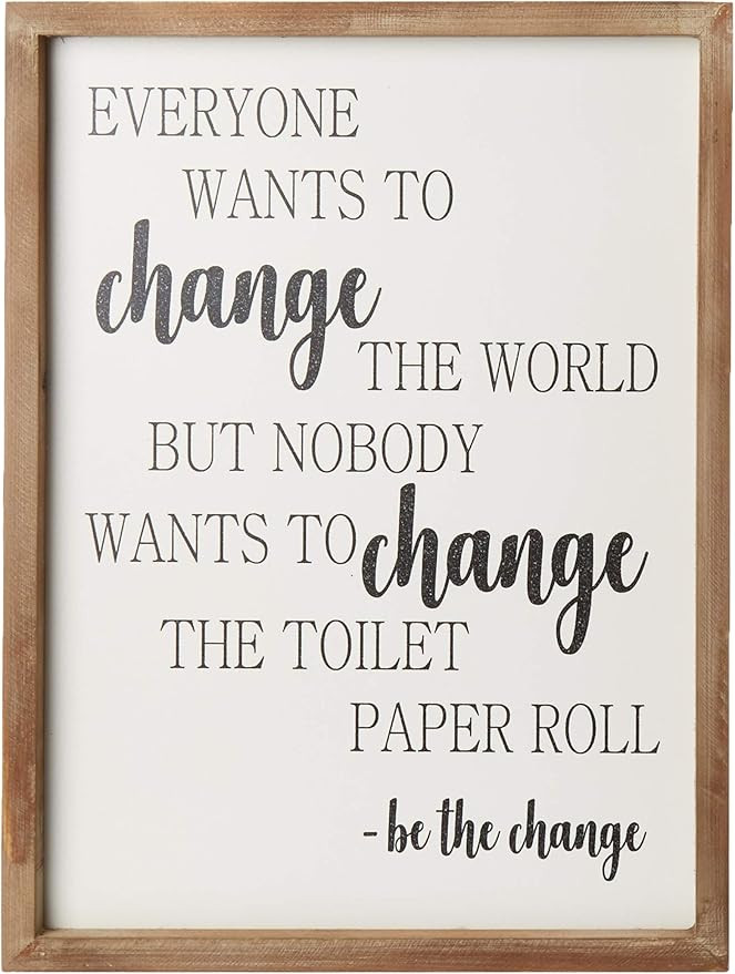 Cam n Honey Funny Rustic Wooden Bathroom Wall Decor-Farmhouse Decor Be The Change Toilet Paper Wa... | Amazon (US)