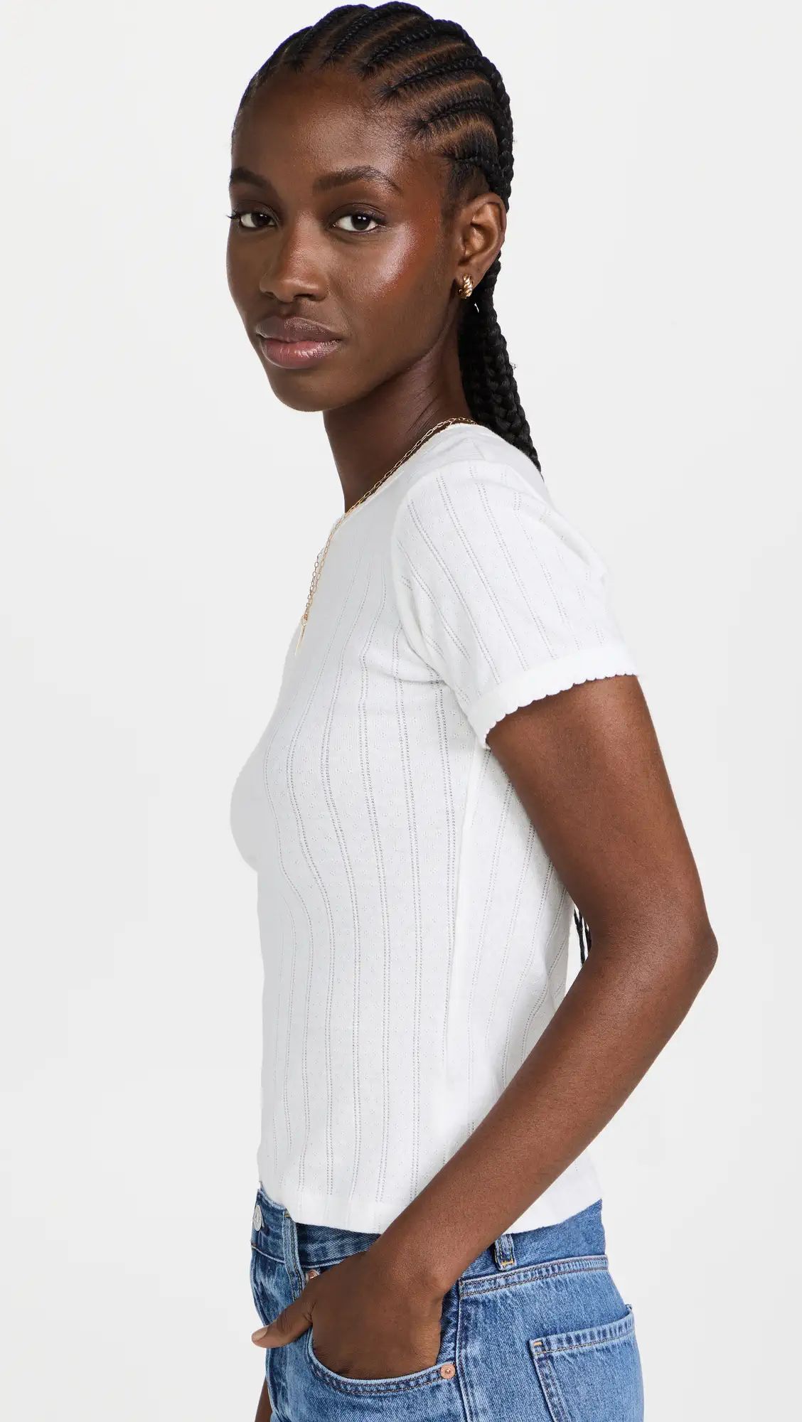 Leset Pointelle Short Sleeve Tee | Shopbop | Shopbop