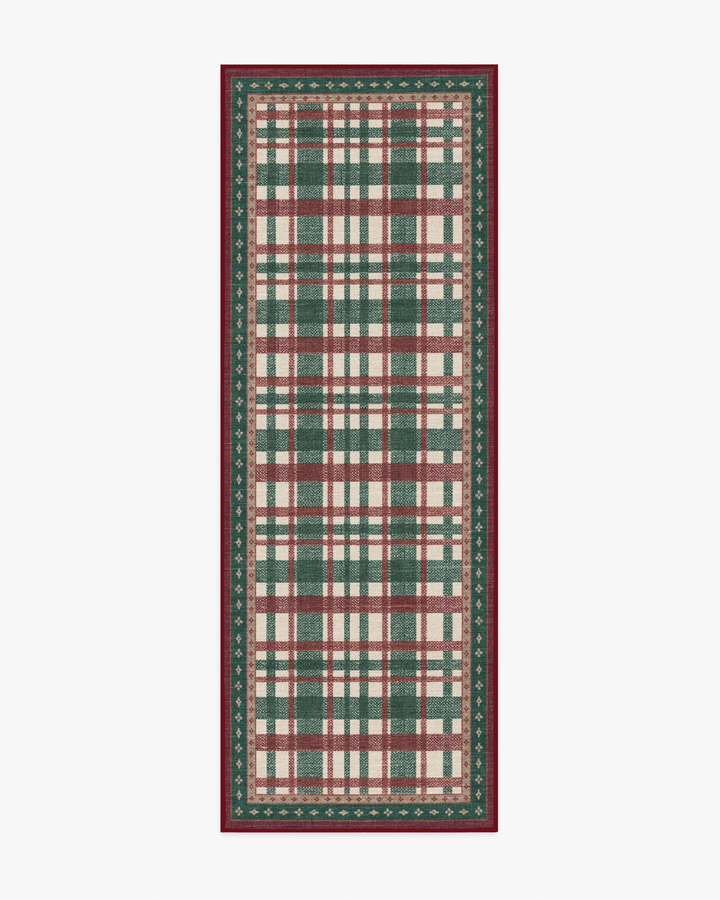 Stitchwork Plaid Green & Red Flatwoven Rug | Ruggable US | Ruggable
