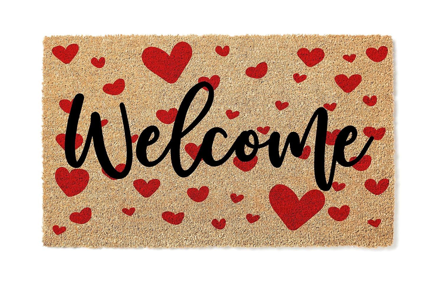 Welcome Heart Doormat | Cute Valentine's Housewarming Gift | Custom Doormat Closing Gift | Welcom... | Amazon (US)