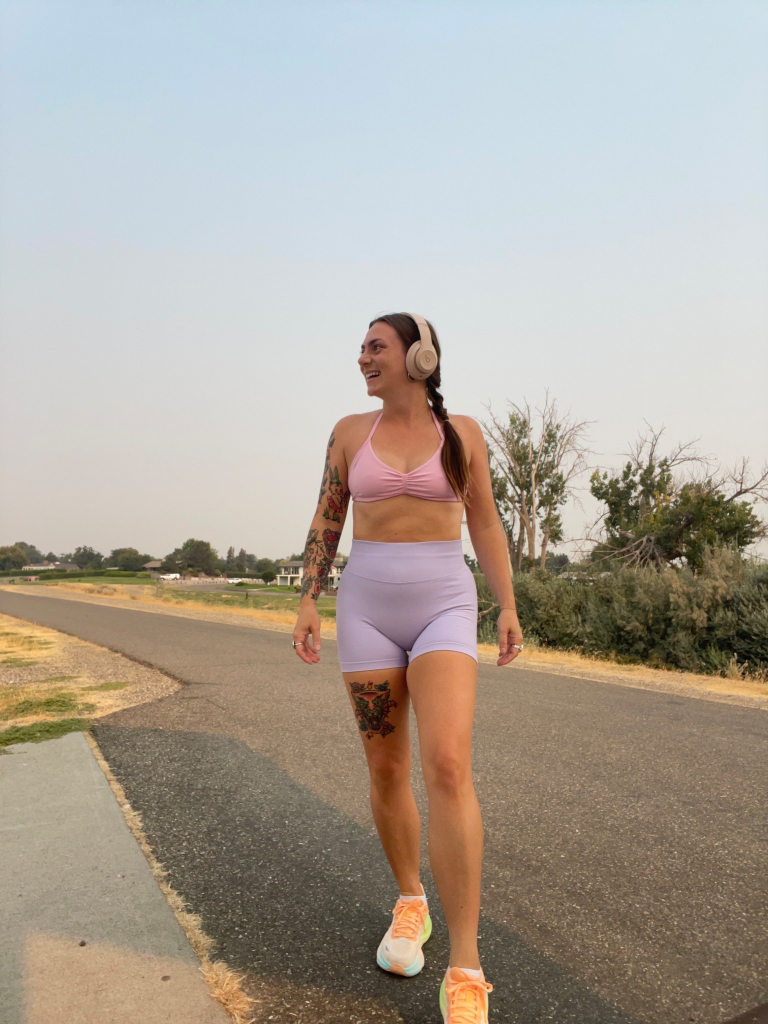 Athletic walking outfit
Bike shorts 
Amazon
Hoka sneakers 
Colorful pink 

#LTKActive #LTKPetite