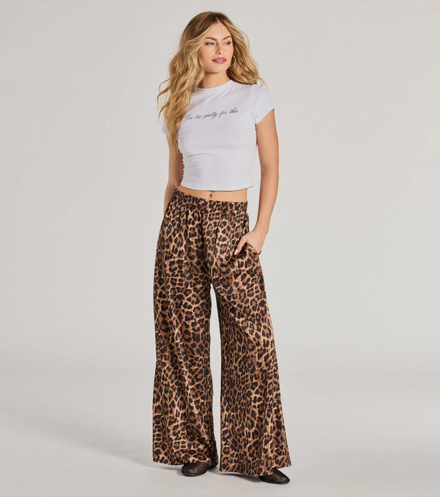 Lavish Leopard Print Palazzo Wide-Leg Pants | Windsor Stores