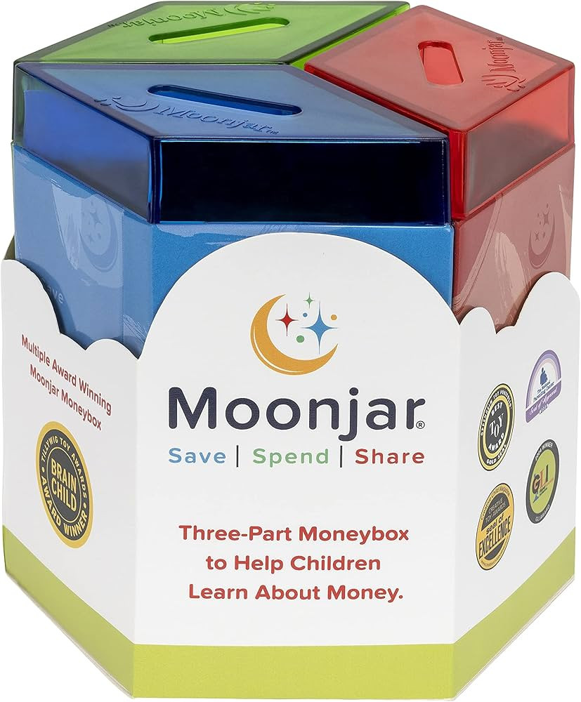 Classic MoonJar Award Winning SAVE SPEND SHARE Educational Tin Toy Bank with Passbook| Moneybox f... | Amazon (US)