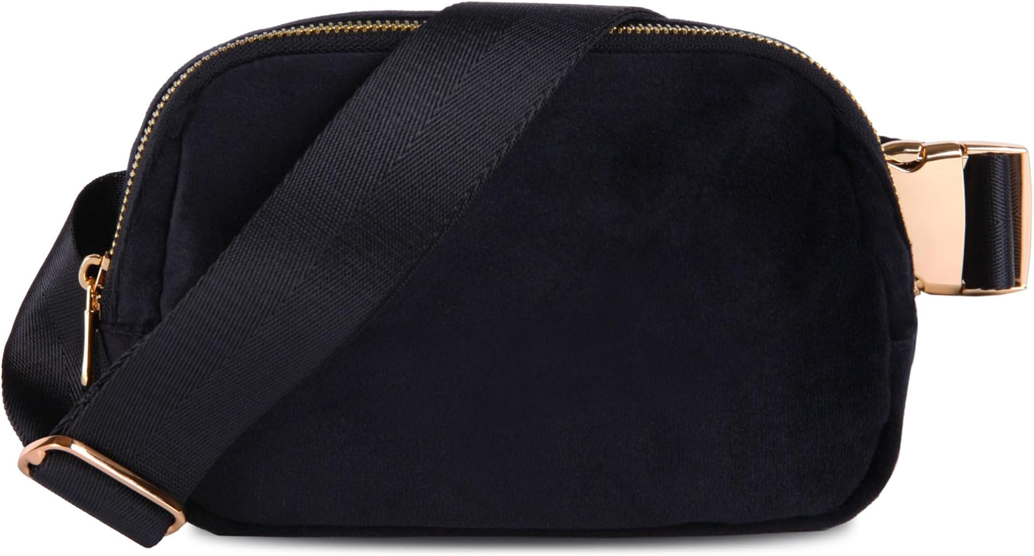Naiivi Black Velvet Belt Bag With Gold Accessories Crossbody Bag Fashionable Fanny Pack Waist Bag | Amazon (US)