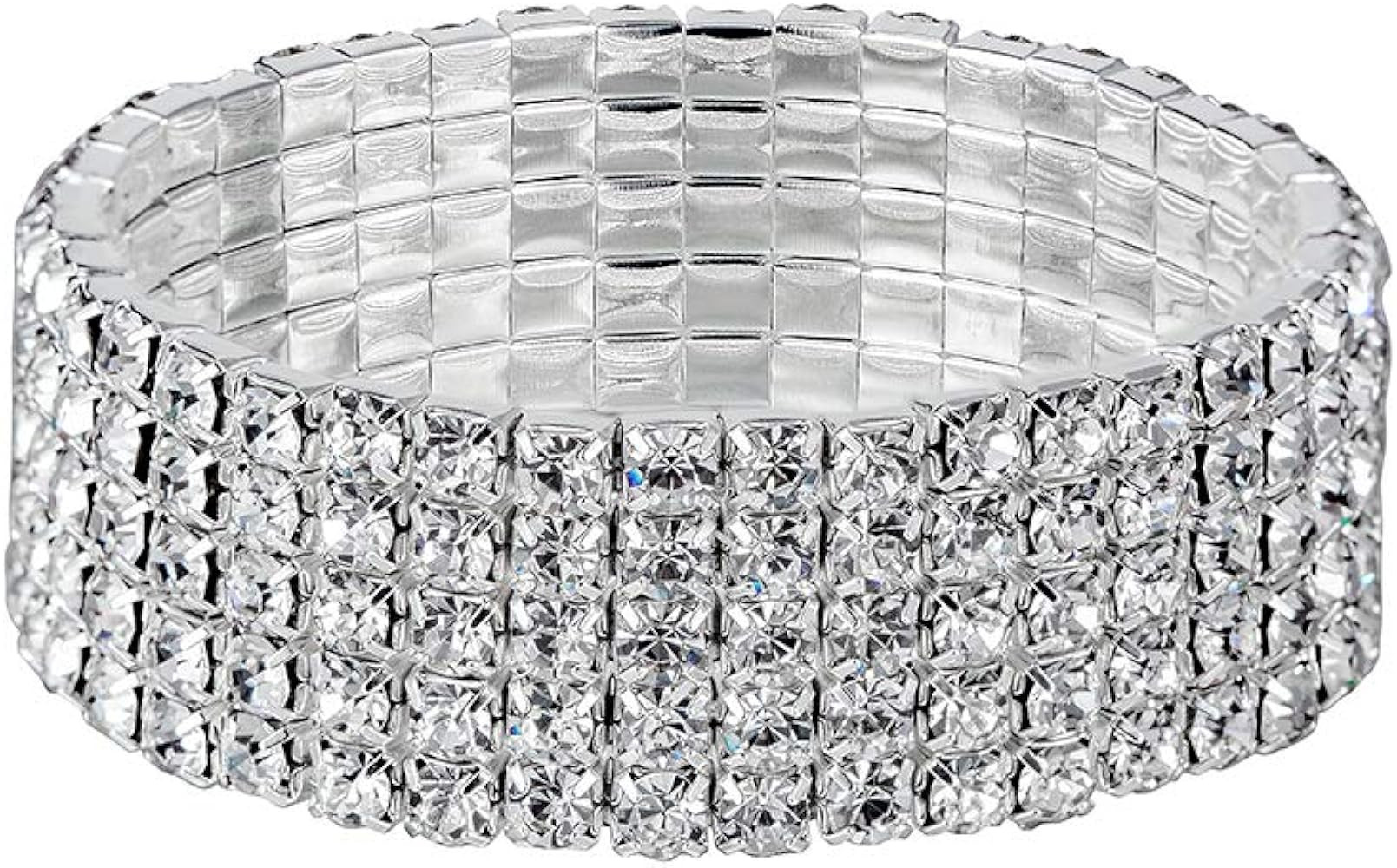 YINLI Sparkling Strand Crystal Rhinestone Stretch Tennis Bracelet Bridal Bridesmaid Bangle | Amazon (US)