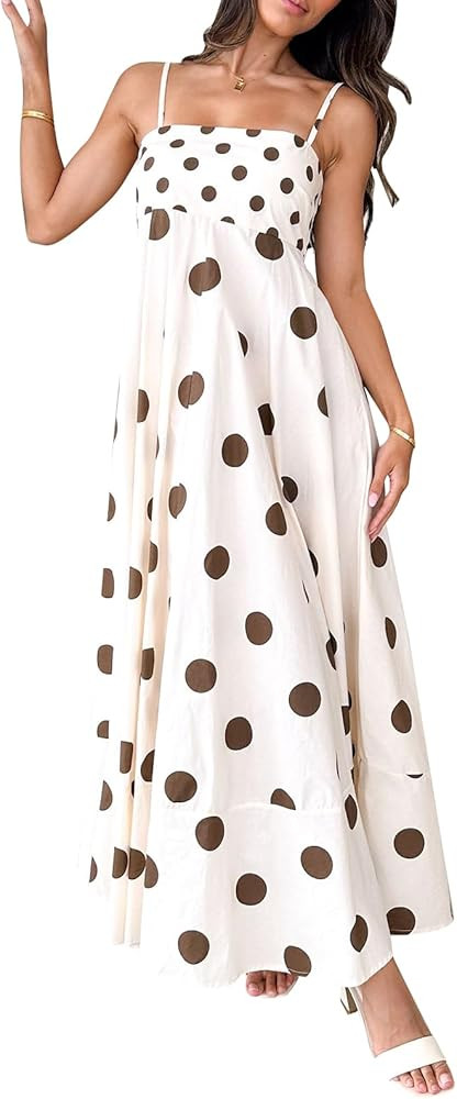 Geagodelia Women's Summer Maxi Dress Spaghetti Strap Sundress Ladies Sexy Vintage Long Dresses Ca... | Amazon (UK)
