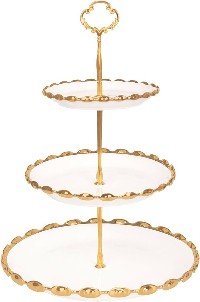 YA JU 3 Tier Ceramic Combination Cupcake Stand Holder, Cup Cake Stand Tower with Tiered Serving T... | Amazon (US)
