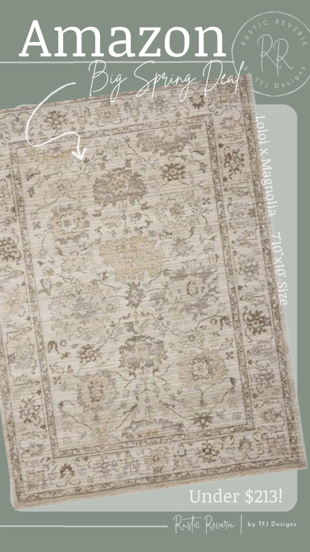 This Loloi x Magnolia Home rug is gorgeous and a great DEAL! 🖤 amazon creator favorites prime shipping neutral cozy home decor living room bedroom warm collected curated style sale alert spring refresh 

#LTKSaleAlert #LTKHome