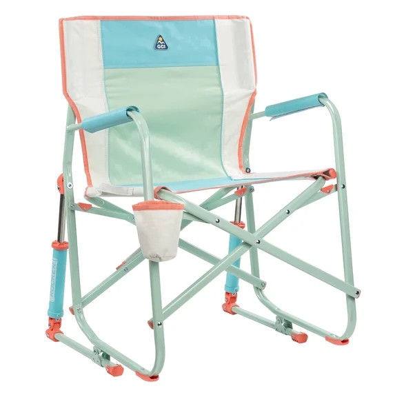 GCI Outdoor Freestyle Rocker Foldable Rocking Camp Chair with Solid Backrest, Ivory Colorblock | Walmart (US)
