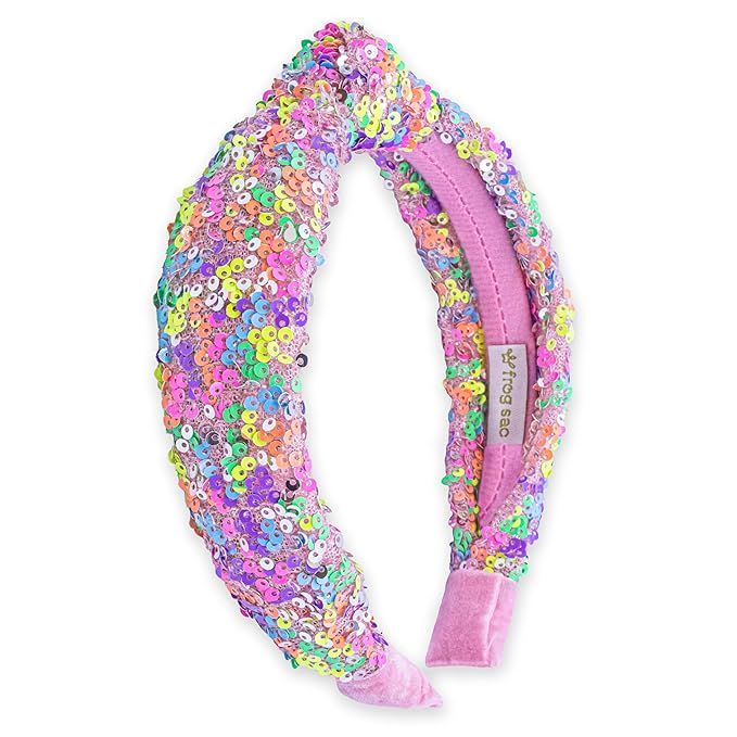 FROG SAC Sequin Knot Headband for Girls, Rainbow Knotted Hair Bands Accessories for Kids, Sparkly... | Amazon (US)