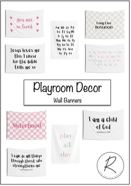 Playroom wall decor, playroom wall banner, wall banner, sisterhood, long live boyhood, Jesus love me, abc wall decor, black and white playroom decor, i am a child of God wall art, play all day, you are so loved

#LTKkids #LTKhome #LTKbaby