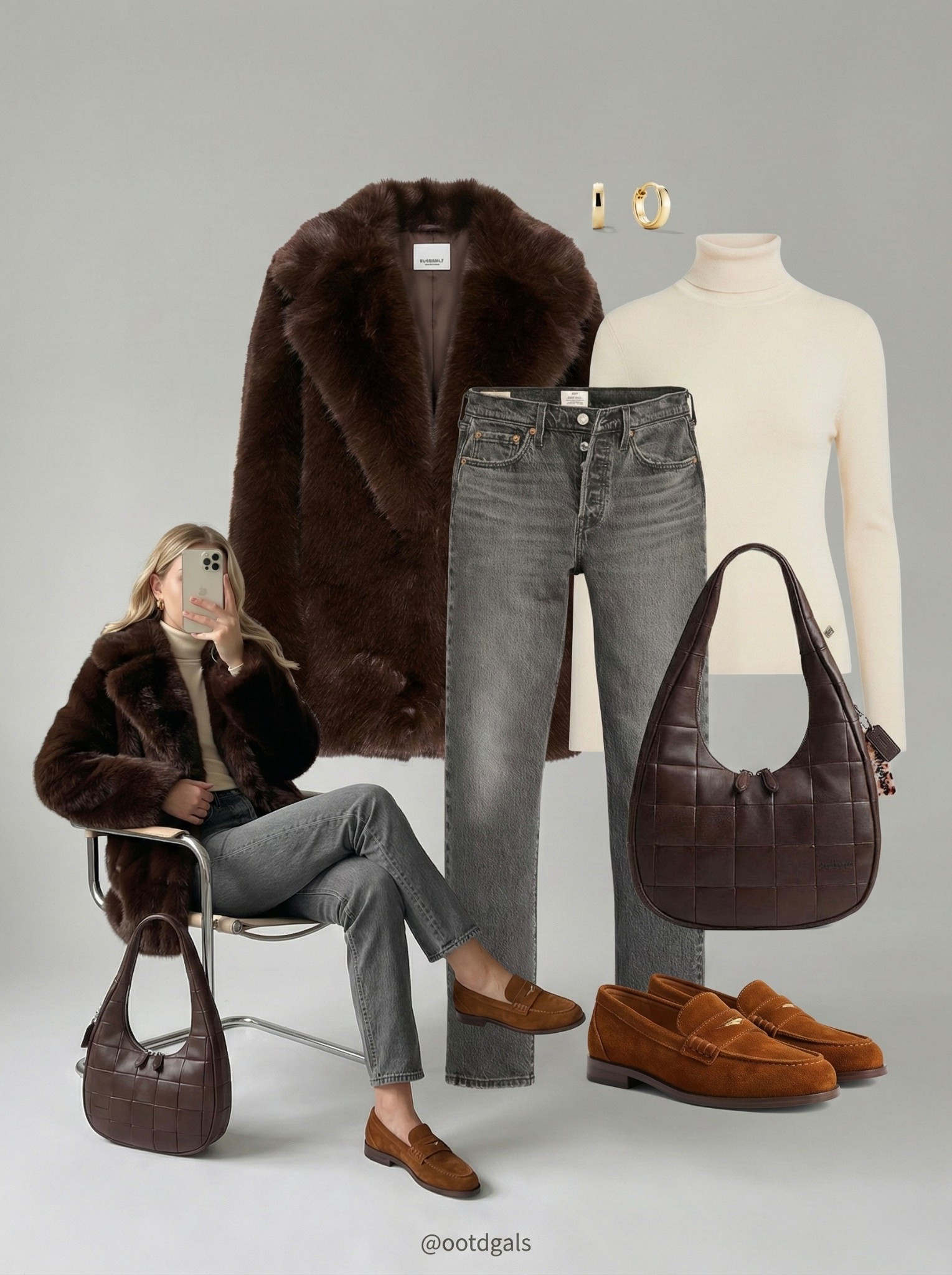 ✨ Rich Chocolate & Soft Neutrals ✨

A luxe everyday look built around deep chocolate textures and clean, timeless basics. The plush faux fur coat instantly elevates the outfit, adding warmth and a statement feel while still staying classic and wearable.

A soft cream turtleneck keeps the look light and refined, perfectly balancing the richness of the outer layer. Washed gray straight leg denim adds an effortless, lived in feel that keeps the outfit grounded and modern. Finished with suede loafers for a polished touch and a woven chocolate shoulder bag that ties everything together seamlessly.

🤎 Style Notes:
• Chocolate faux fur coat for a rich, elevated statement
• Cream turtleneck for a clean, soft contrast
• Gray straight leg jeans for an effortless everyday base
• Suede loafers for a timeless, polished finish
• Woven brown shoulder bag to add texture and depth
• Warm neutrals layered for a chic, winter ready feel

Everything linked and ready to shop ✨

#LTKootd #LTKSeasonal #LTKStyle

#LTKgrwm #LTKSeasonal #LTKootd