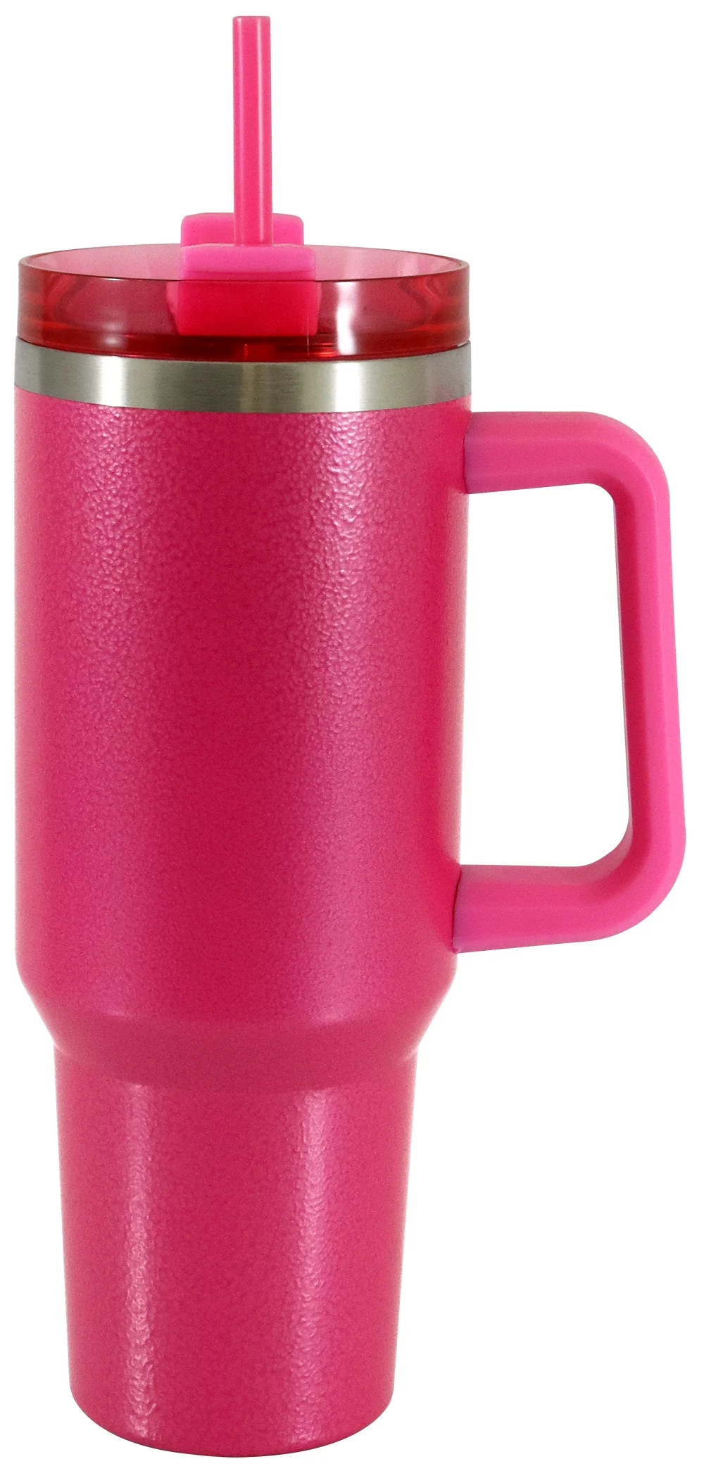 Mainstays 40 oz Stainless Steel Tumbler with Straw and Handle, Double Wall Insulated, Pink Hammer... | Walmart (US)