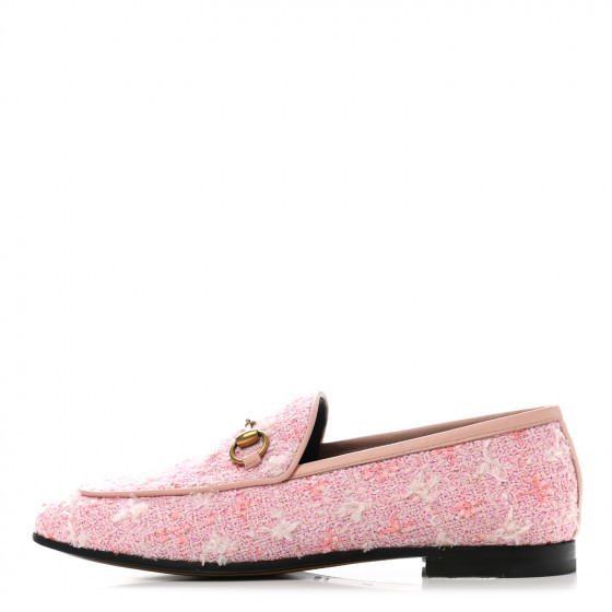 GUCCI Wool Tweed Horsebit Womens Jordaan Loafers 36 Old Rose | Fashionphile