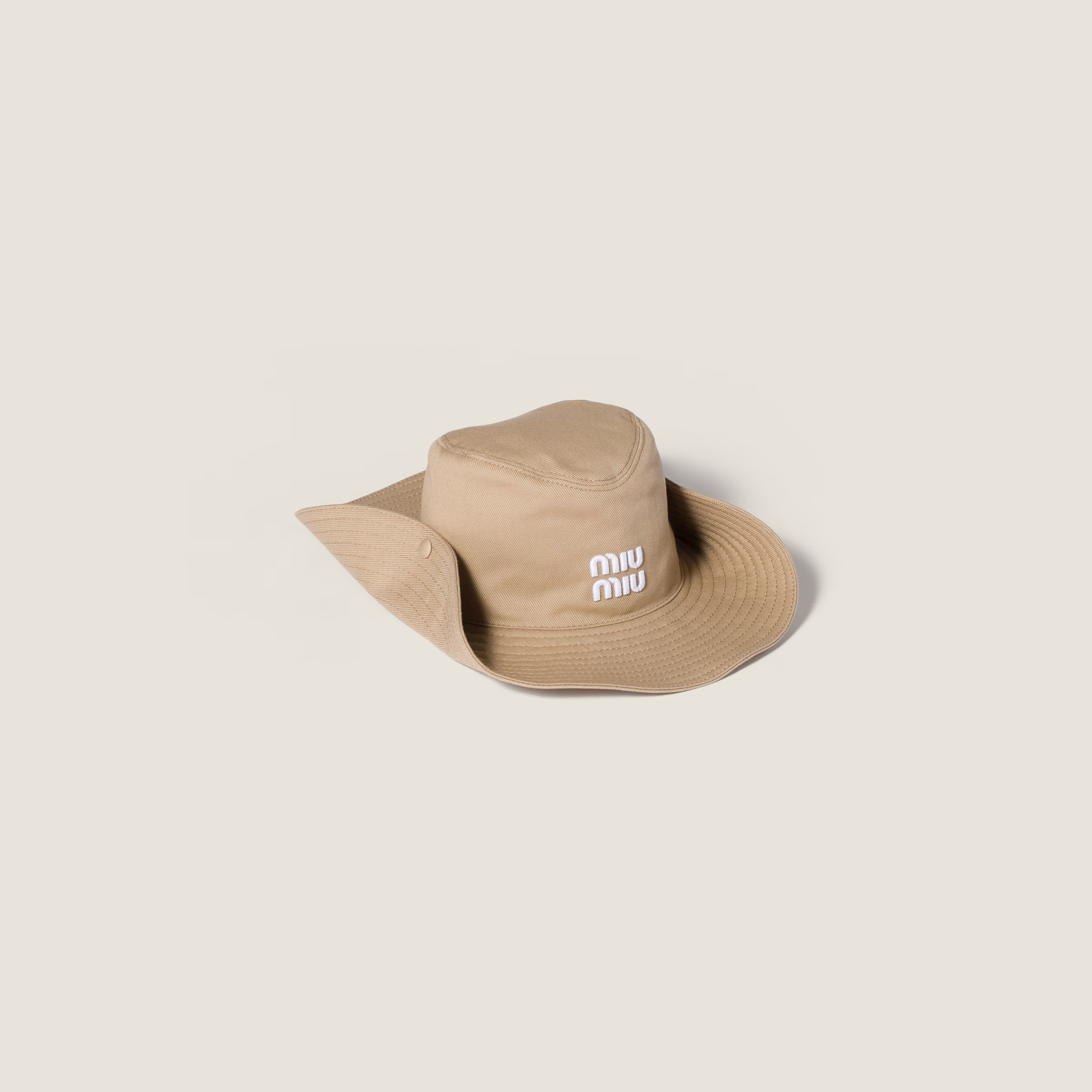 Khaki/white Drill Hat | Miu Miu | Miu Miu US