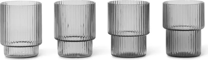 ferm LIVING Set of 4 6.7-Ounce Ripple Fluted Clear Tumblers | Nordstrom | Nordstrom