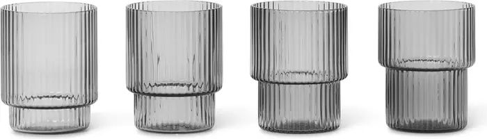 ferm LIVING Set of 4 6.7-Ounce Ripple Fluted Clear Tumblers | Nordstrom | Nordstrom