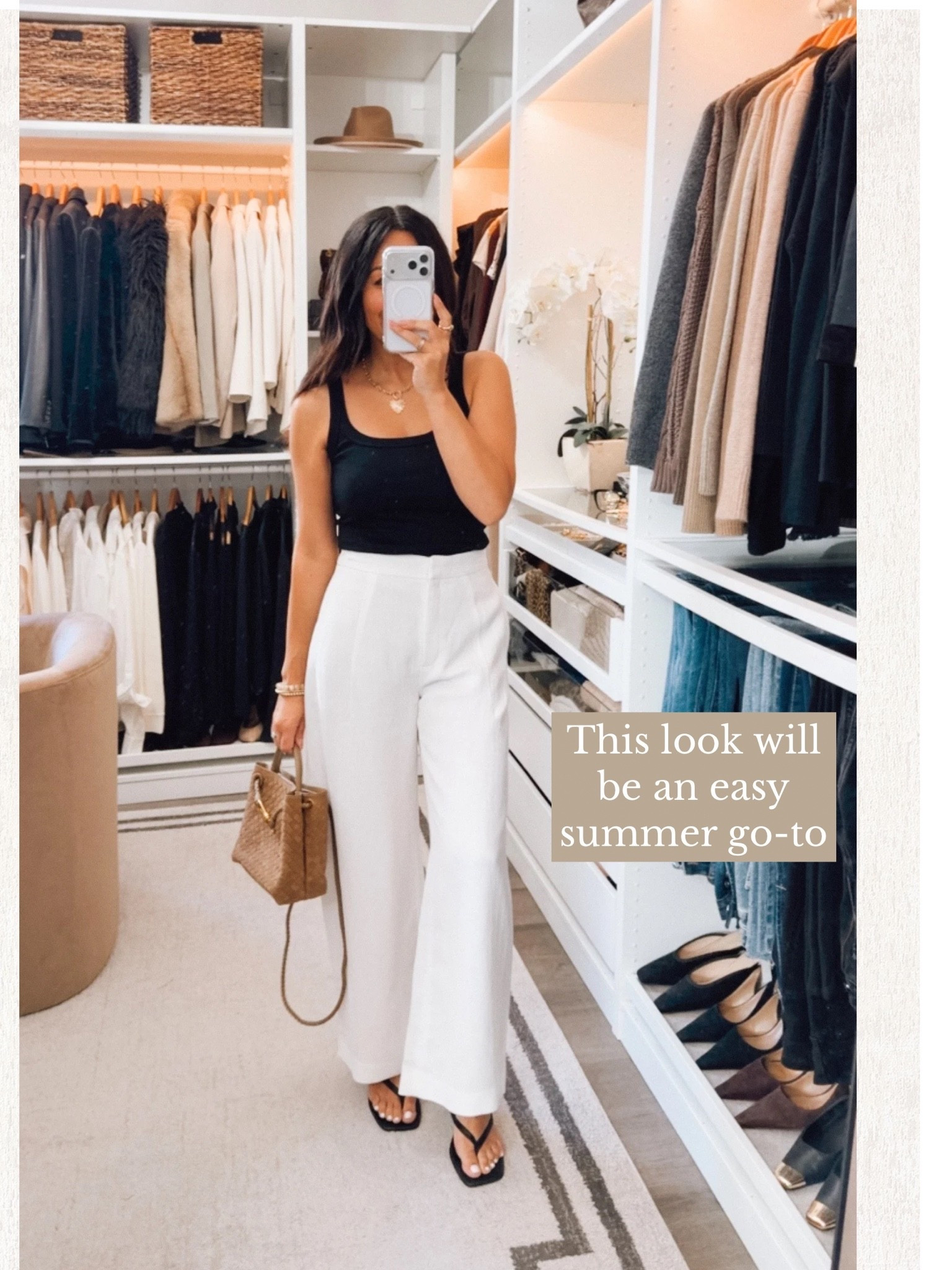 White linen pants are 🔥- I sized down one to have them sit on my waist. Do your true size if you want them slouchy/on your hips.