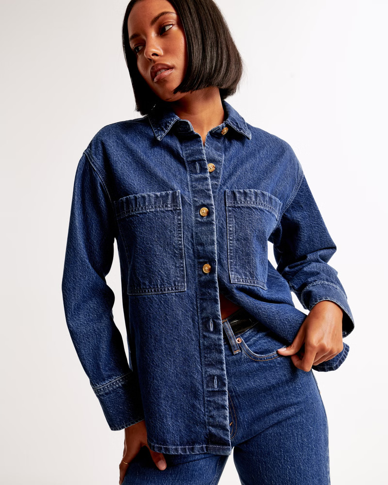 Oversized Denim Shirt | Abercrombie & Fitch (US)