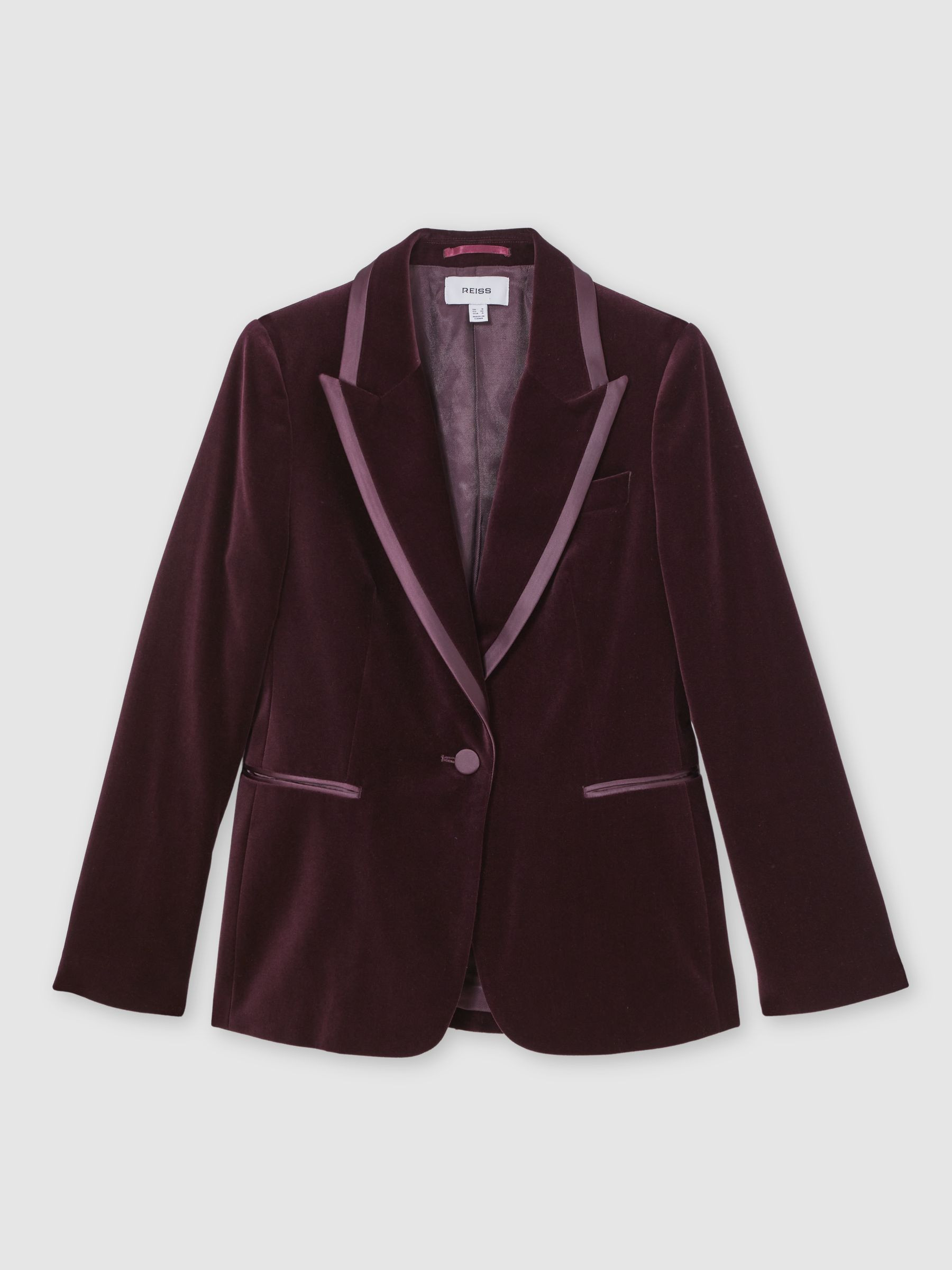 Reiss Velvet Single-Breasted Suit Blazer in Burgundy - REISS | Reiss UK