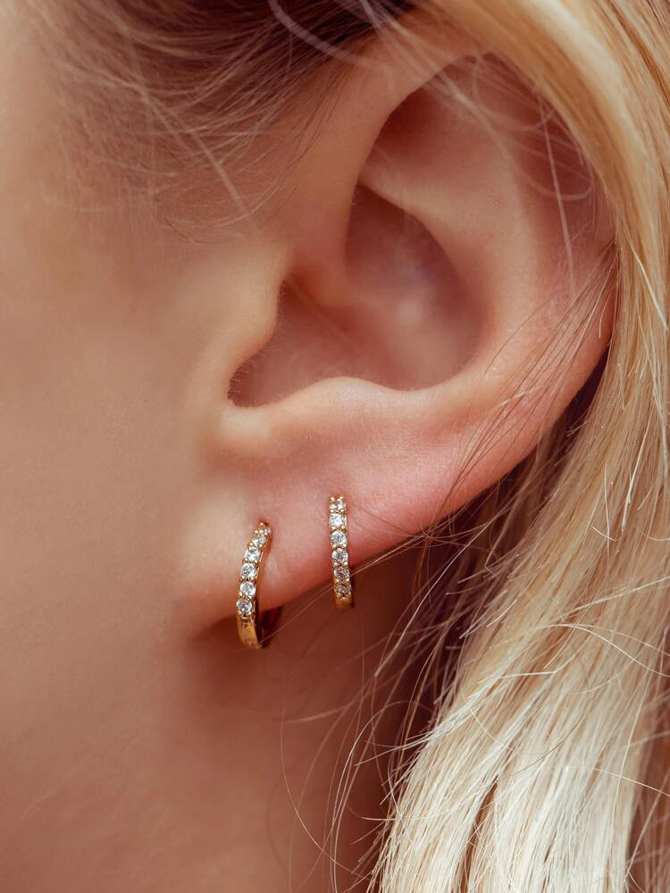 Cubic Zirconia Decor Hoop Earrings | SHEIN