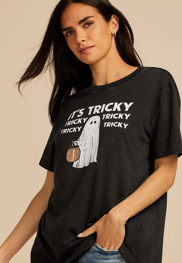 Its Tricky Halloween Ghost Oversized Fit Graphic Tee | Maurices